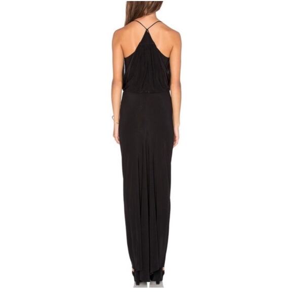 MISA Los Angeles Domino V-Neck Knot Front Maxi Dress in Navy Blue Size S NWT - Picture 2 of 12